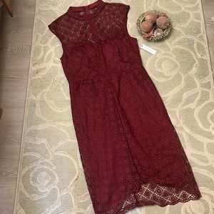 NWT🌷BISOU BISOU🌷Wine lace sleeveless dress